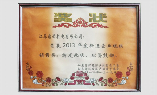 2013年度新进企业规模销售奖